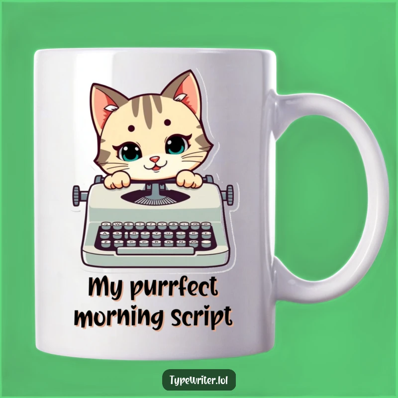 Funny Cat Typing Mug: Mischievous Kitty Over Typewriter Gift