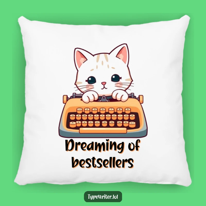 Funny Cat Writer Pillow: Cozy Paw-typing Feline Cushion, a Comforting Funny Gift