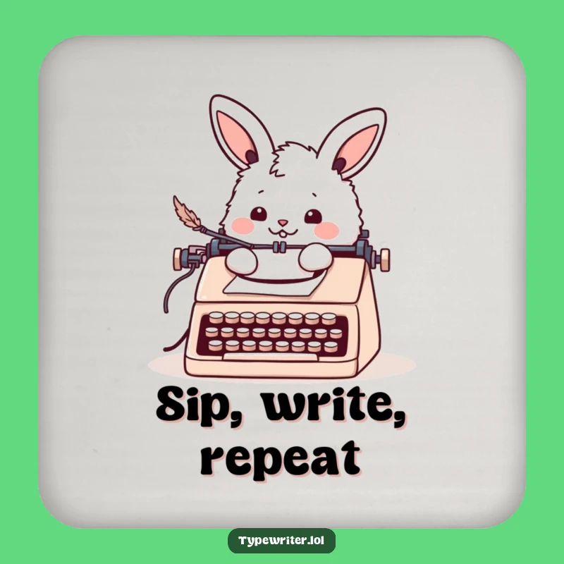 Funny Bunny Letter Writing Coaster: Cheerful Rabbit Drink Protector