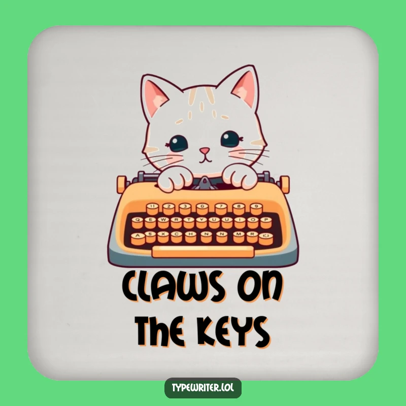 Funny Cat Writer Drink Coaster: Paw-typing Protector, a Literary Funny Gift