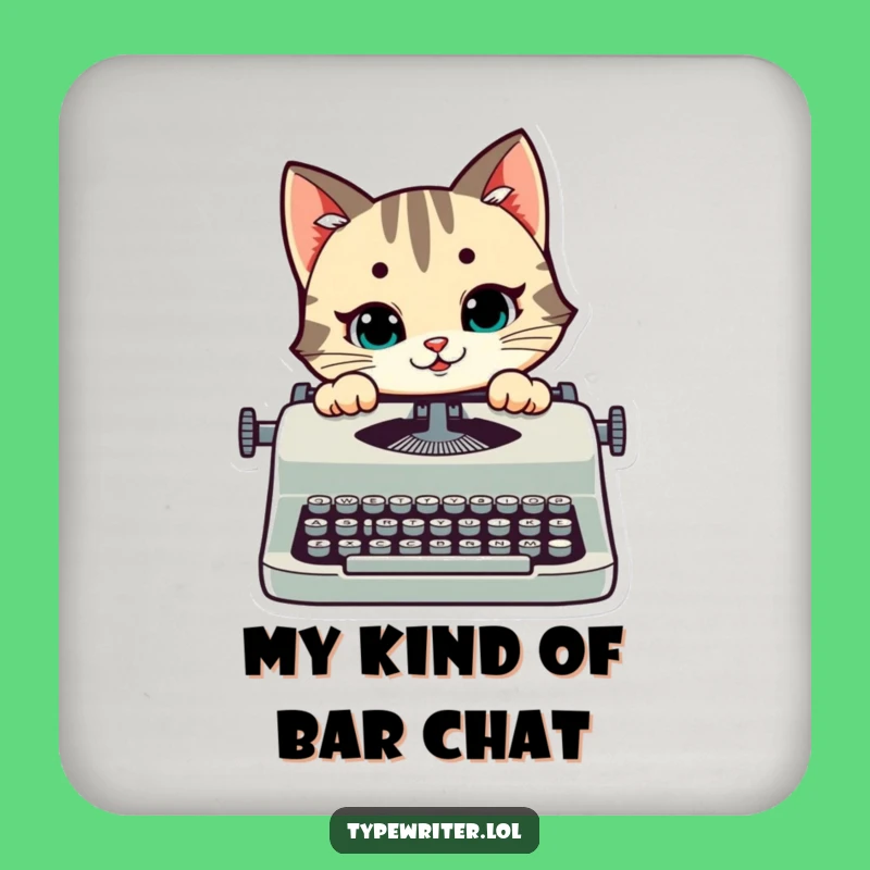 Funny Cat Typing Coaster: Mischievous Kitty Typewriter Drink Protector