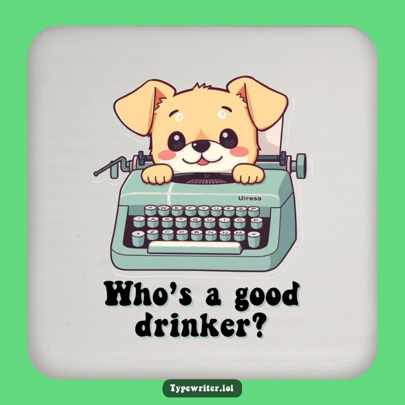 Funny Dog Typing Coaster: Curious Pup Typewriter Drink Protector