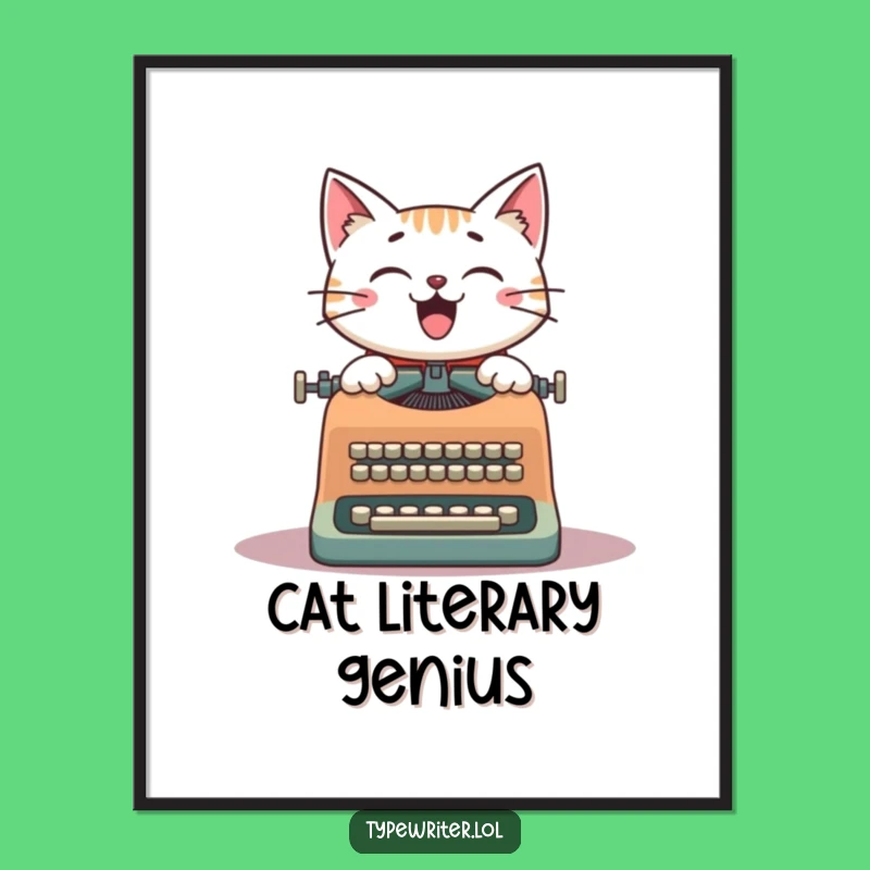 Funny Cat Writer Poster: Vintage Typewriter Cat Wall Art