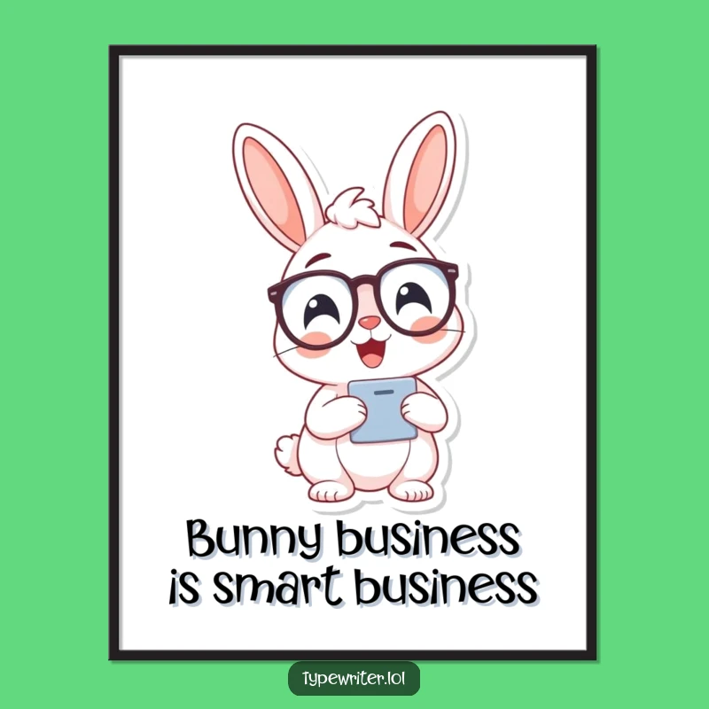 Free Printable Bunny Typist Wall Art - Humorous Downloadable Decor for a Smart Vibe