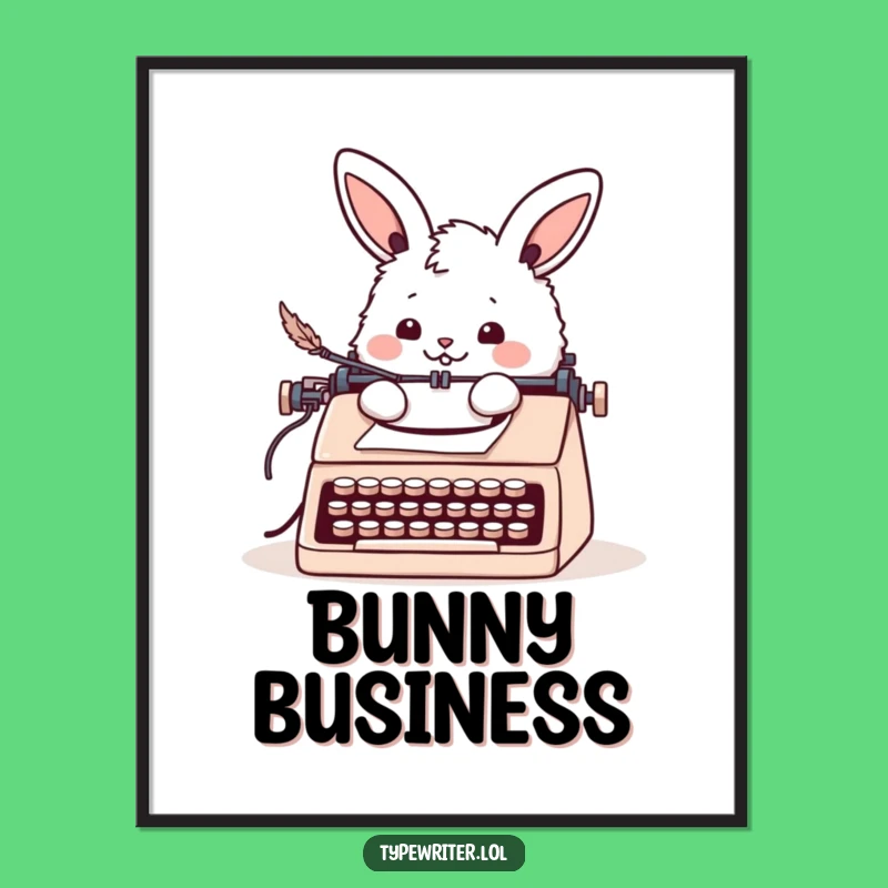 Free Printable Bunny Wall Art: Cheerful Typist Funny Digital Download for Whimsical Decor