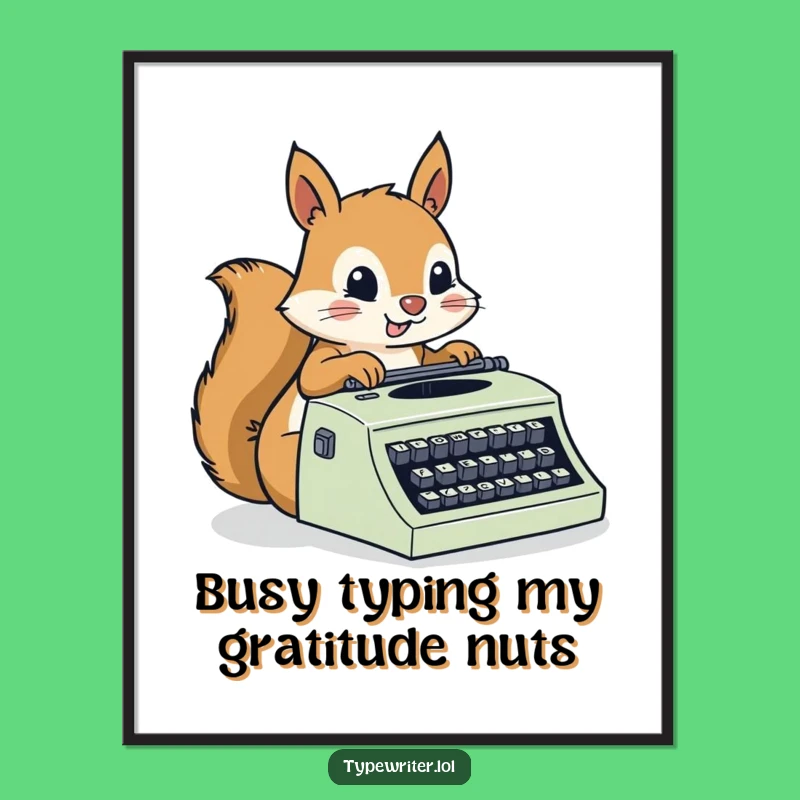 Free Printable Wall Art: Busy Squirrel Typing, Energetic Office Decor
