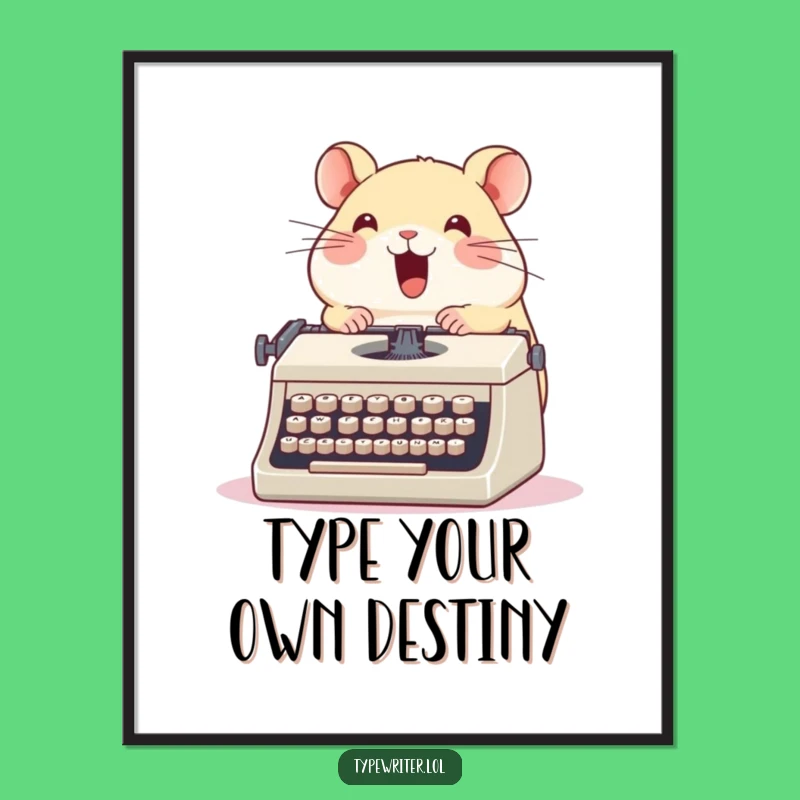 Free Printable Hamster Art: Funny Typing Hamster Poster for Your Wall
