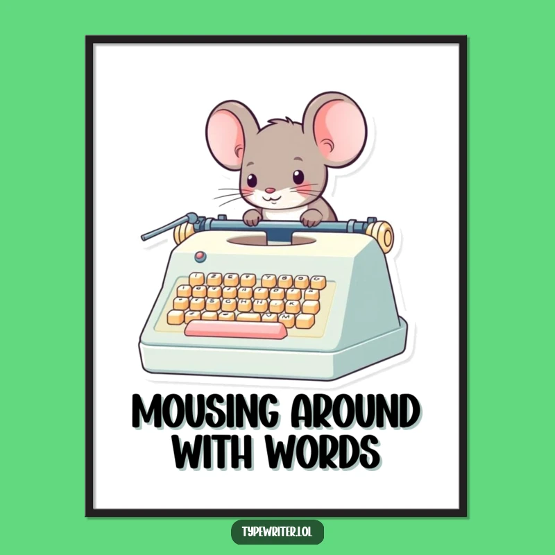 Free Printable Wall Art: Mouse & Giant Typewriter, Whimsical Decor