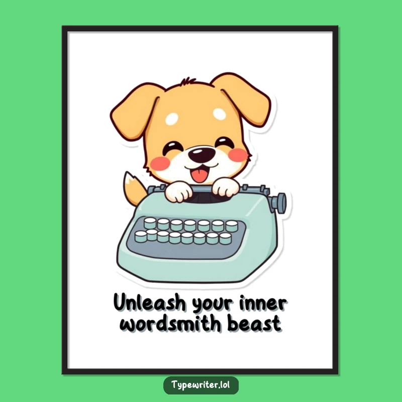 Free Printable Wall Art: Funny Dog Typing, Hilarious Retro Office Decor
