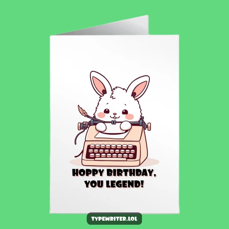 Free Printable Birthday Bunny Card: Cheerful Typist Funny Downloadable Gift for All