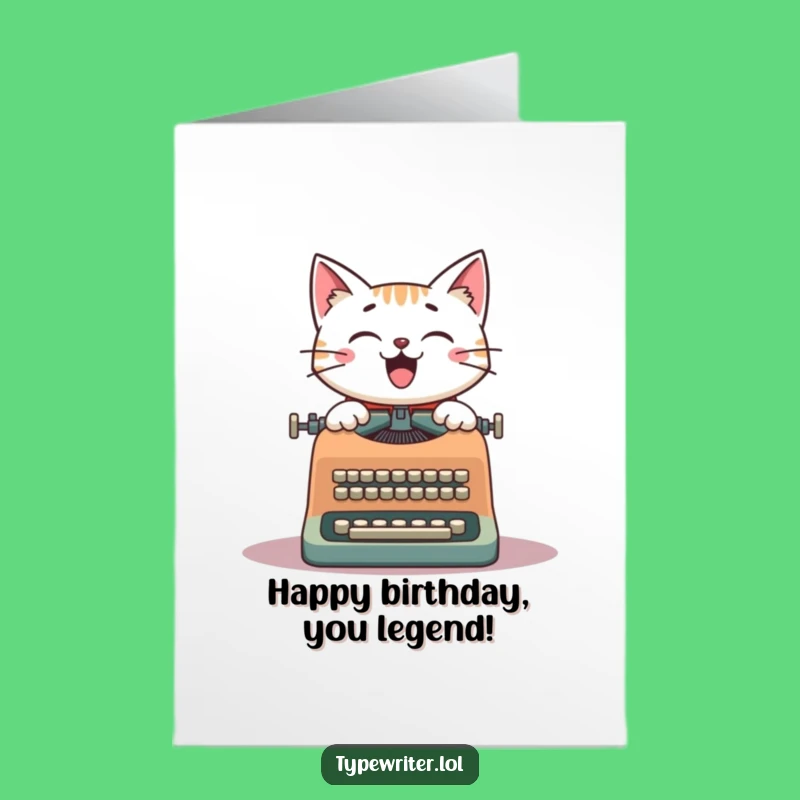 Free Printable Birthday Card: Funny Cat Writer, Vintage Typewriter Greeting