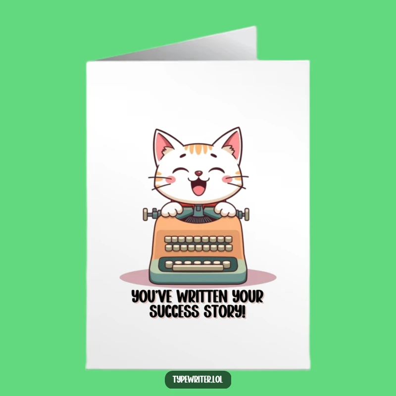 Free Printable Congrats Card: Funny Cat Writer, Vintage Story Greeting