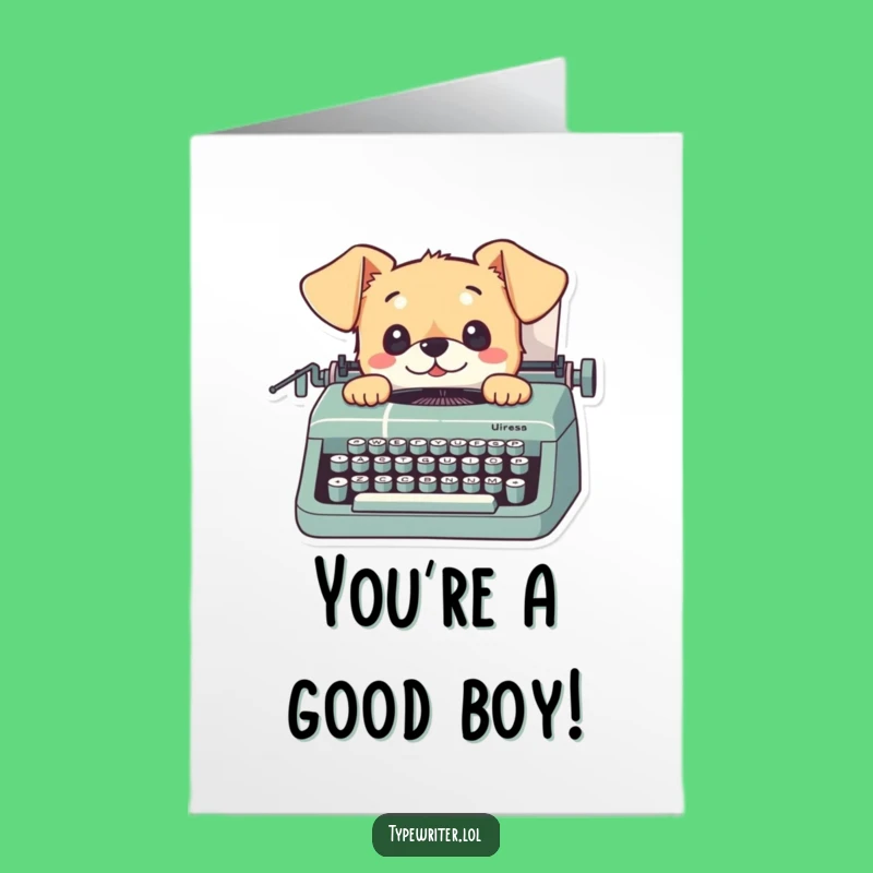 Free Printable Congrats Dog Card: Curious Pup Typist Funny Downloadable Gift