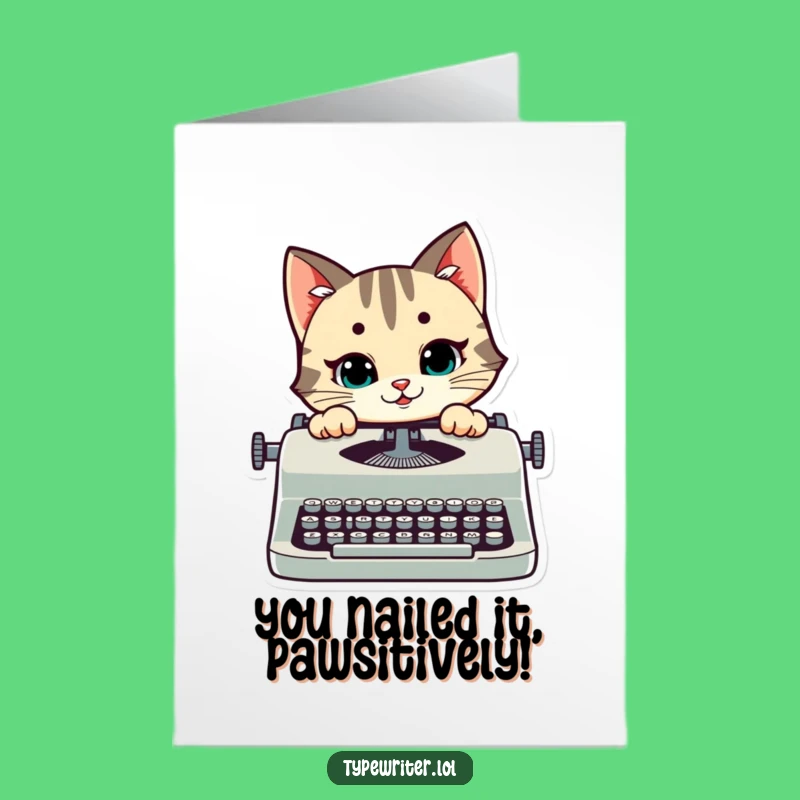 Free Printable Congrats Cat Card: Mischievous Typist for Funny Downloadable Gift