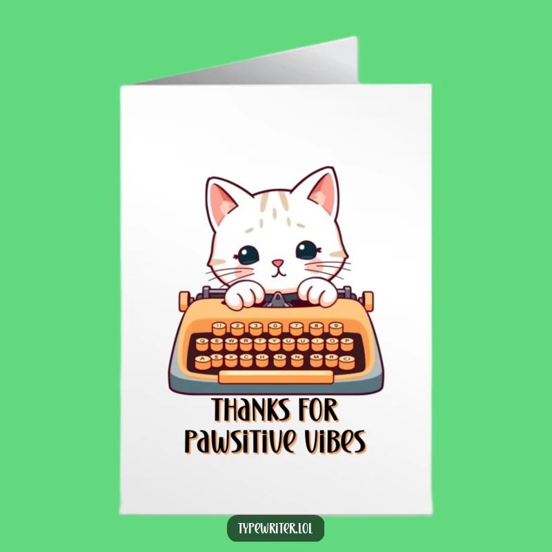 Free Printable Cat Typist Thank You Card - Humorous Downloadable DIY Gift for Gratitude