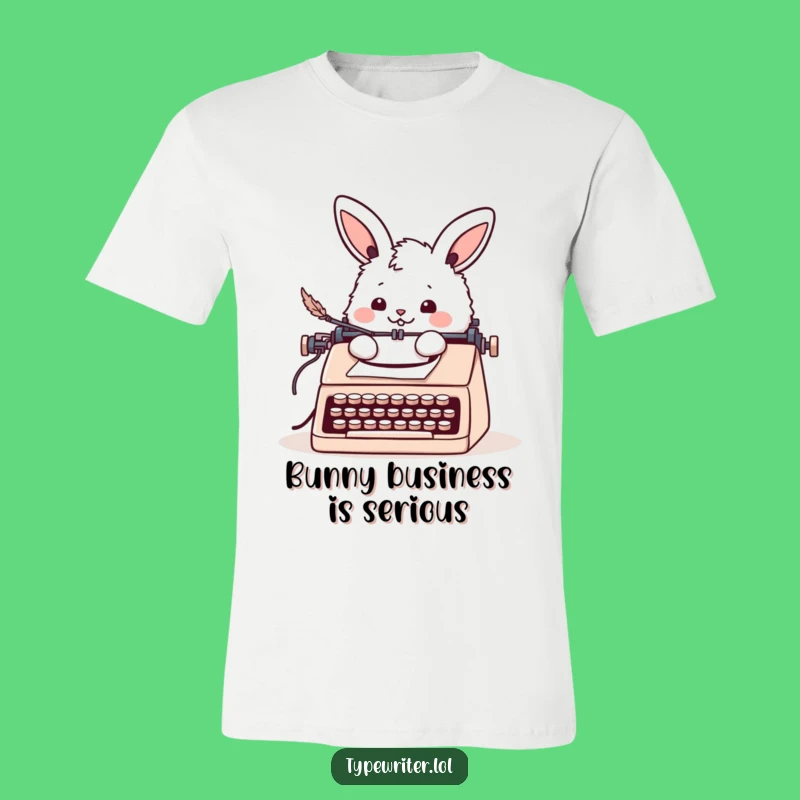 Funny Bunny Letter Writing T-Shirt: Cheerful Rabbit Quill Tee