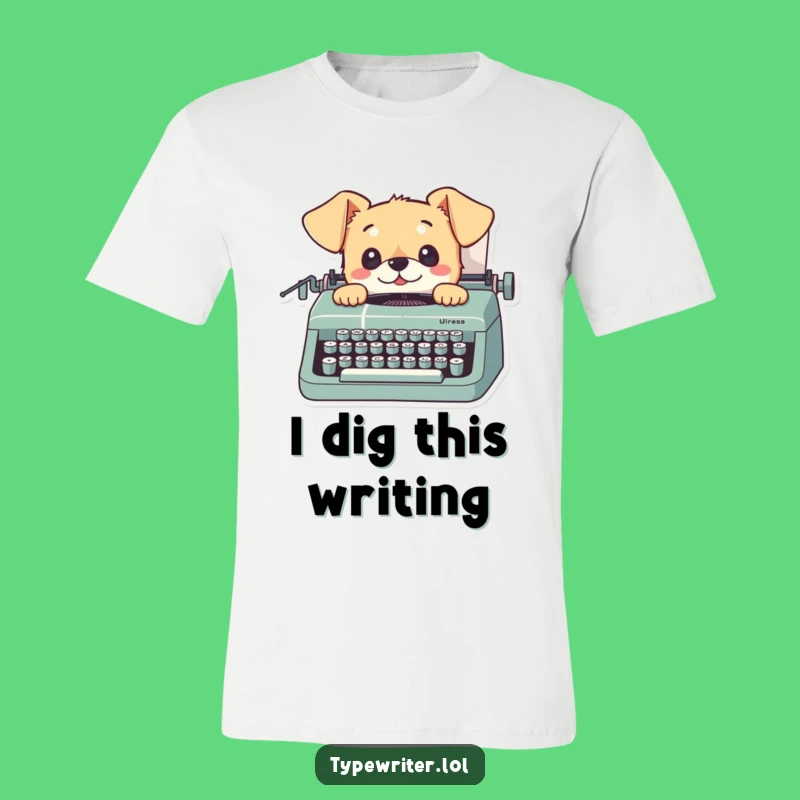 Funny Dog Typing T-Shirt: Curious Pup Typewriter Tee