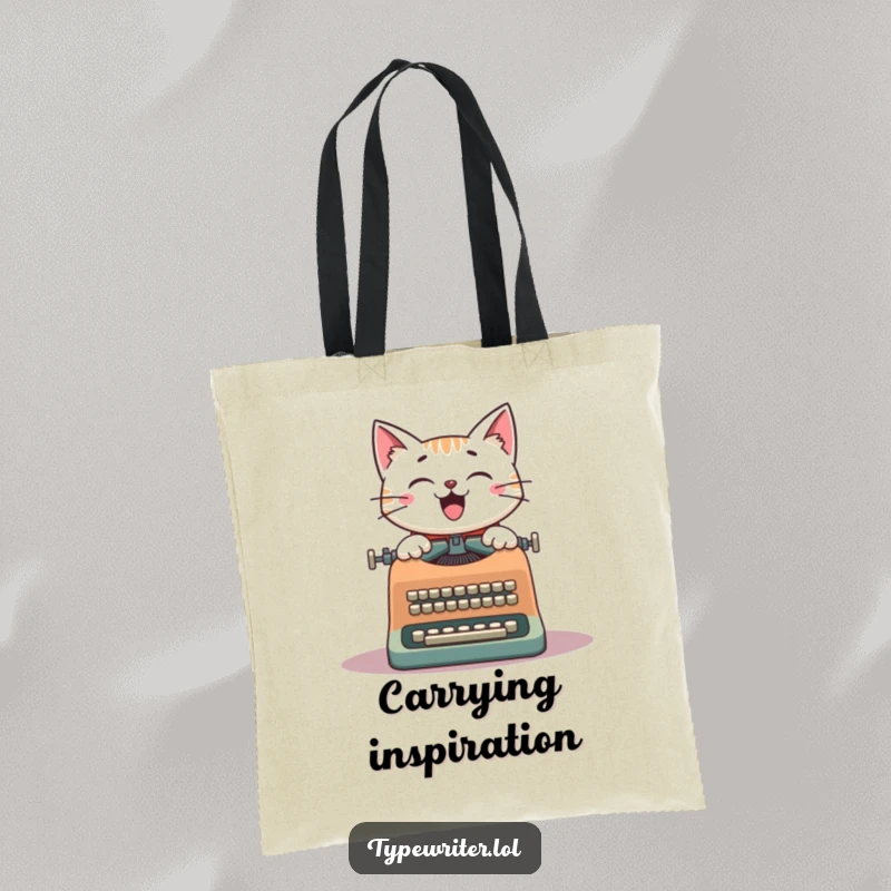 Funny Cat Writer Tote Bag: A cheerful cat at a vintage typewriter, perfect for carrying literary treasures with a touch of humor.