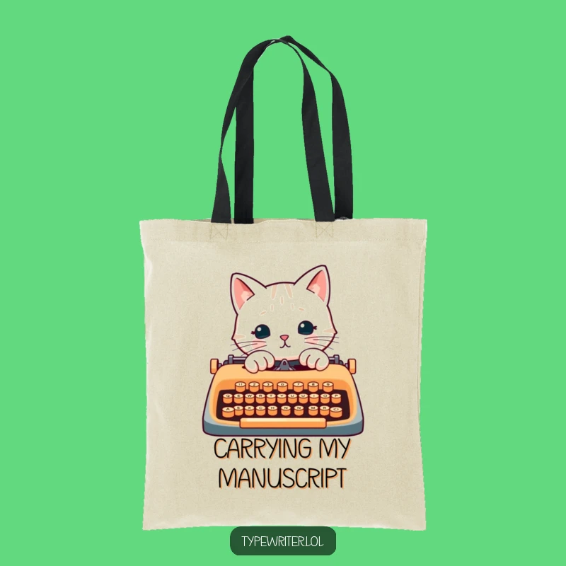 Funny Cat Writer Tote Bag: Paw-typing Literary Companion, a Must-Have Funny Gift