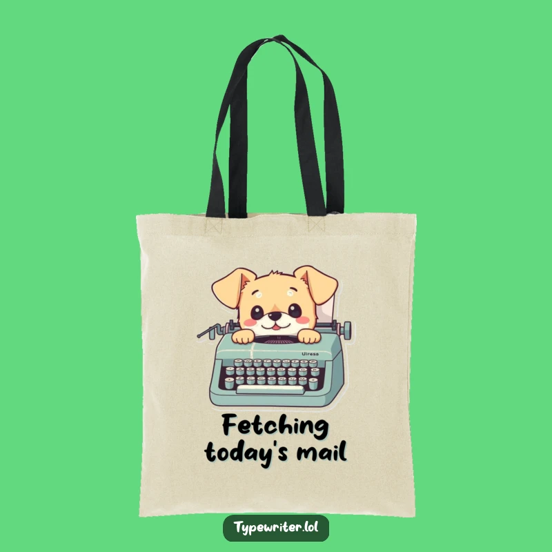 Funny Dog Typing Tote Bag: Curious Pup Typewriter Accessory