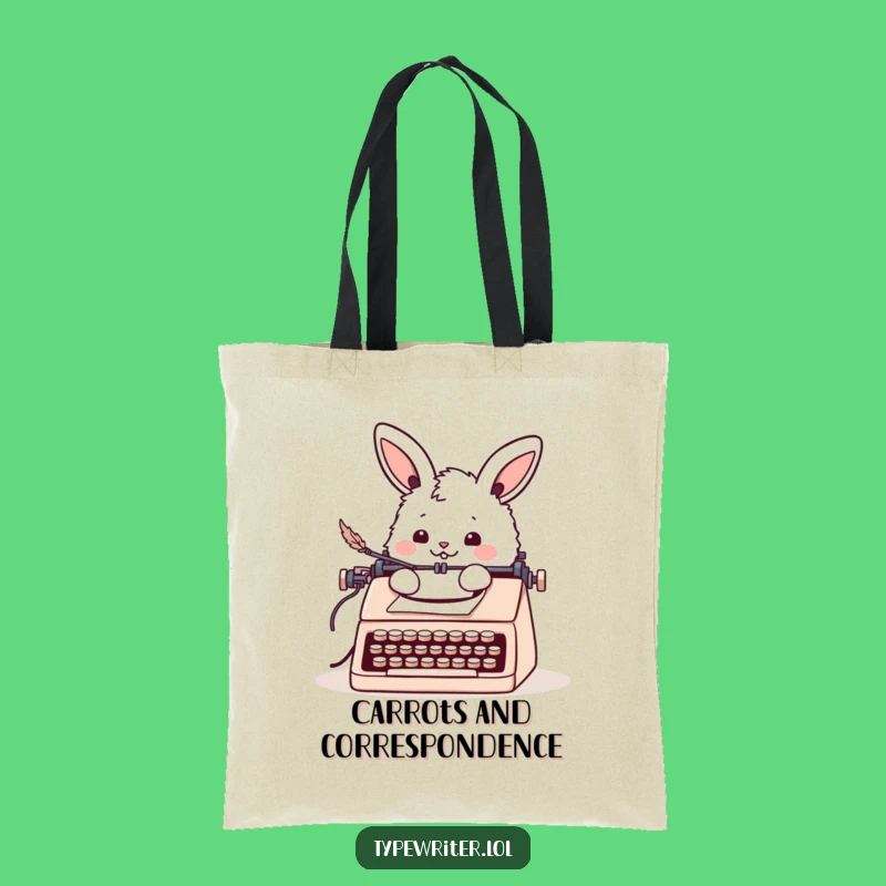 Funny Bunny Letter Writing Tote Bag: Cheerful Quill Accessory