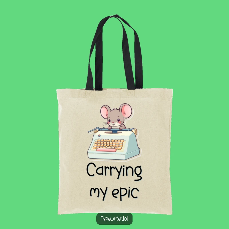 Funny Mouse Typewriter Tote Bag: Whimsical Character's Literary Journey - Hilarious Gift